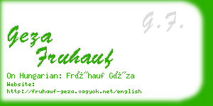 geza fruhauf business card